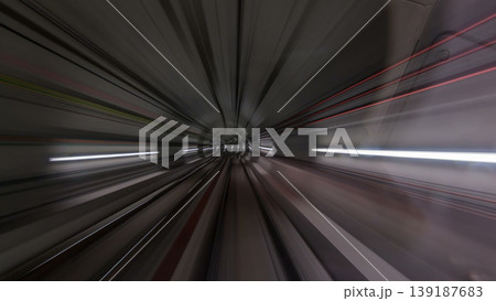 Moving in the subway tunnel with light trails inside timelapse Moving in the subway tunnel with light trails inside timelapse 139187683