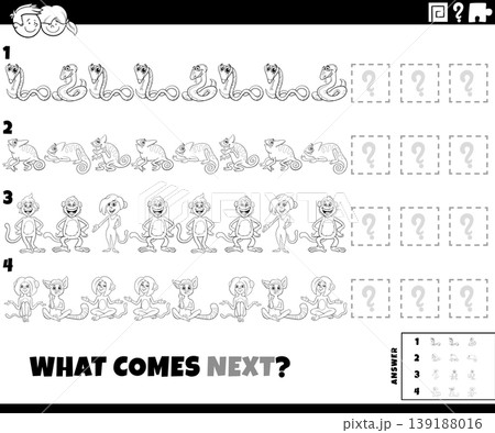 educational pattern activity puzzle with funny cartoon animals coloring page educational pattern activity puzzle with funny cartoon animals coloring page 139188016
