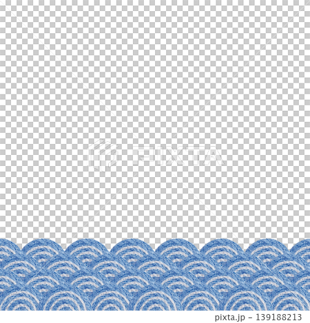 [Japanese-style wave frame] Hand-embroidered illustration material 139188213
