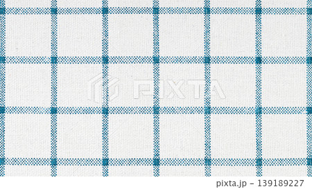 White cotton fabric texture with thin Blue checkered pattern 139189227