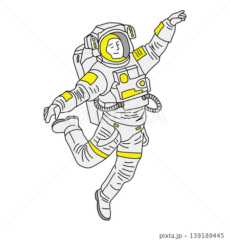 軽やかに踊る宇宙飛行士のフラットイラスト 139189445