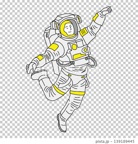 軽やかに踊る宇宙飛行士のフラットイラスト 139189445