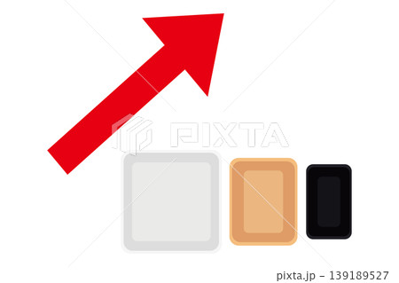 食品トレイの値上げとコスト上昇を示すパッケージ価格上昇のコンセプトイラスト 食品トレイの値上げとコスト上昇を示すパッケージ価格上昇のコンセプトイラスト 139189527