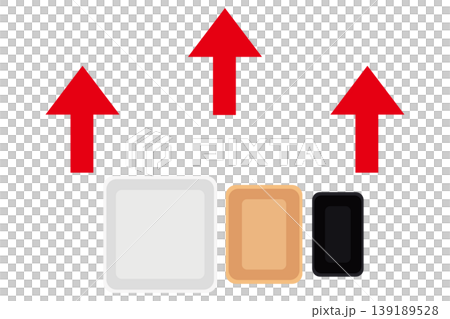 Conceptual illustration illustrating rising packaging prices, including the increase in food tray costs. Conceptual illustration illustrating rising packaging prices, including the increase in food tray costs. 139189528