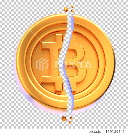 Bitcoin Halving Glossy 3D Crypto Icon for UI Dashboard, SaaS Landing Page, Web3 Presentation 139189541