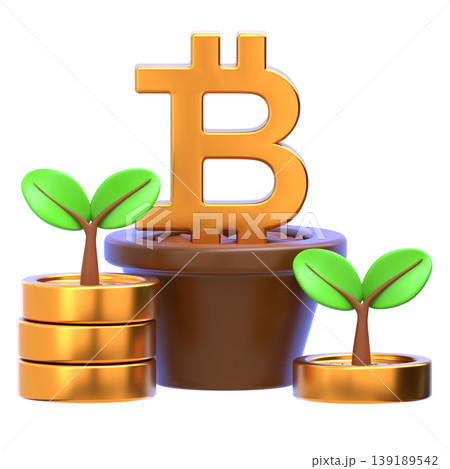 Bitcoin Investment Glossy 3D Crypto Icon for UI Dashboard, SaaS Landing Page, Web3 Presentation 139189542