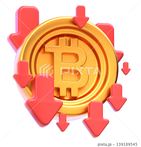 Bitcoin Loss Glossy 3D Crypto Icon for UI Dashboard, SaaS Landing Page, Web3 Presentation 139189545
