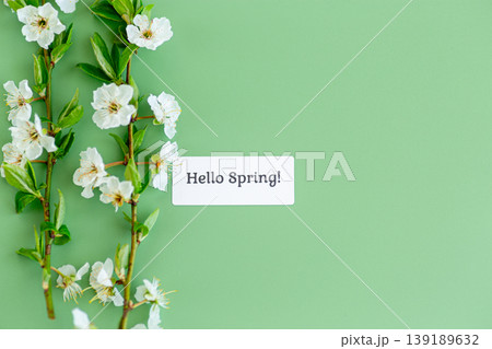 spring greeting composition with white blossoms and copy space spring greeting composition with white blossoms and copy space 139189632