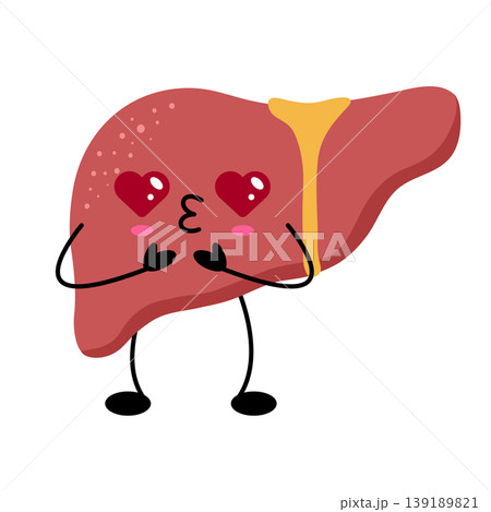 Adorable cartoon liver character with loving expression 139189821