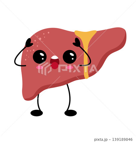 Liver character with big eyes and surprised expression 139189846