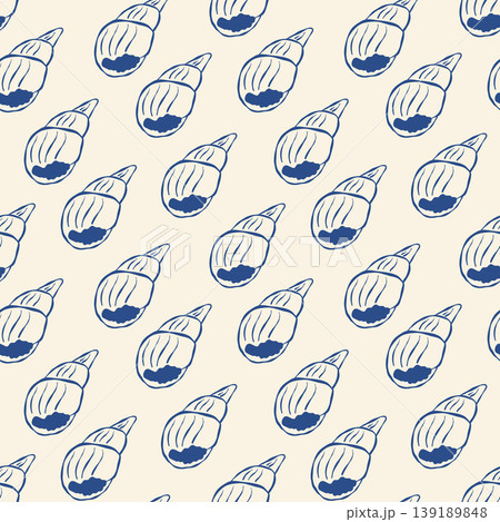 Illustrated snail shells seamless pattern in blue 139189848