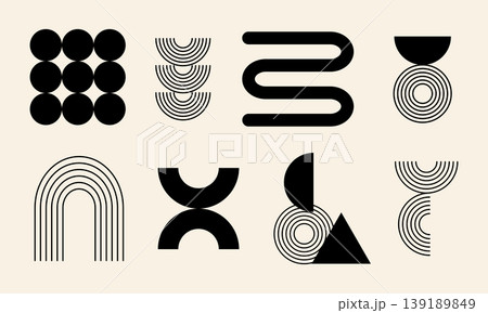 Graphic design elements with clean lines and bold forms 139189849