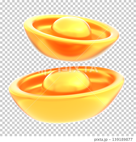 Cute 3D Gold Ingot Icon, Glossy Chinese New Year Wealth Illustration for UI Design, Mobile App, Website, Festive Banner and Promotion Cute 3D Gold Ingot Icon, Glossy Chinese New Year Wealth Illustration for UI Design, Mobile App, Website, Festive Banner and Promotion 139189877