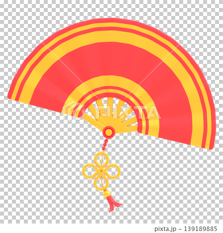 Cute 3D Chinese Fan Icon, Glossy Traditional Festival Illustration for UI Design, Mobile App, Website, Lunar New Year Banner and Holiday Promotion 139189885