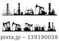 Oil Industry Silhouettes with Refineries and Pumps 139190038