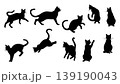 Cat Silhouettes Various Playful and Hunting Poses 139190043