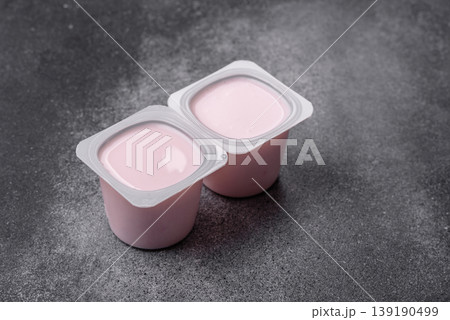 Milky liquid drinking yogurt, a useful food for healthy digestion. Drinking yogurt 139190499