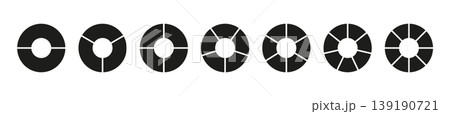 Wheel round divided diagrams with two, three, four, five, six, seven, eight segments. Circle division on 2, 3, 4, 5, 6, 7, 8 equal parts. Coaching blank. Infographic set. Wheel round divided diagrams with two, three, four, five, six, seven, eight segments. Circle division on 2, 3, 4, 5, 6, 7, 8 equal parts. Coaching blank. Infographic set. 139190721