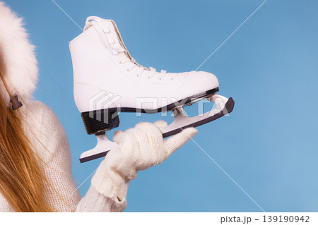 Winterly equipment, white skate. 139190942