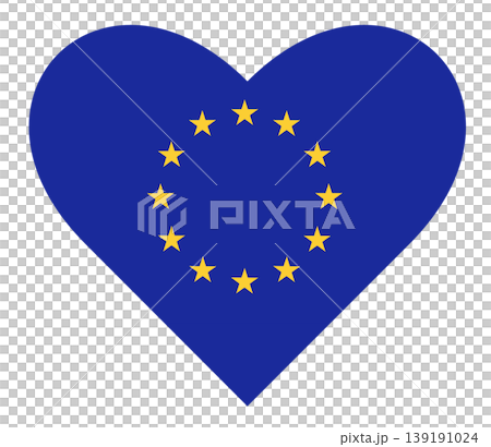European union flag isolated in heart shape, EU flag heart shape. European union flag isolated in heart shape, EU flag heart shape. 139191024