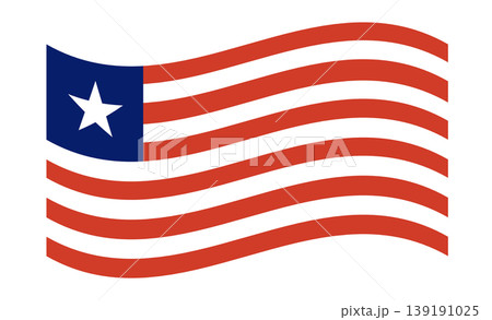 Flag of Liberia in waving shape isolated. Flag of Liberia in waving shape isolated. 139191025