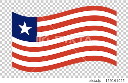 Flag of Liberia in waving shape isolated. Flag of Liberia in waving shape isolated. 139191025