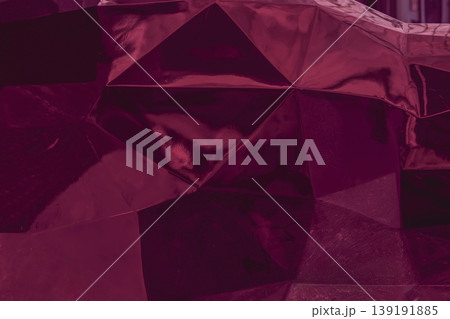 Burgundy metallic wall texture, folded geometric foil surface with faceted reflections, creases, glossy shine. Natural background with texture, branding, luxury decoration, copy space 139191885