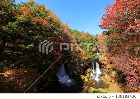 秋の紅葉に染まる奥日光の竜頭の滝 秋の紅葉に染まる奥日光の竜頭の滝 139192430