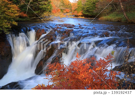 秋の紅葉に染まる奥日光の竜頭の滝 秋の紅葉に染まる奥日光の竜頭の滝 139192437