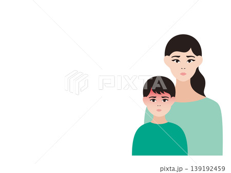 発熱している男の子と心配する母親のベクターイラスト素材 発熱している男の子と心配する母親のベクターイラスト素材 139192459