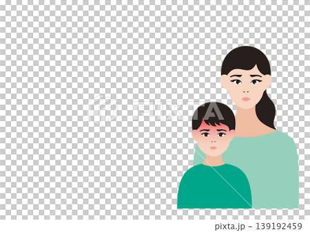 発熱している男の子と心配する母親のベクターイラスト素材 発熱している男の子と心配する母親のベクターイラスト素材 139192459