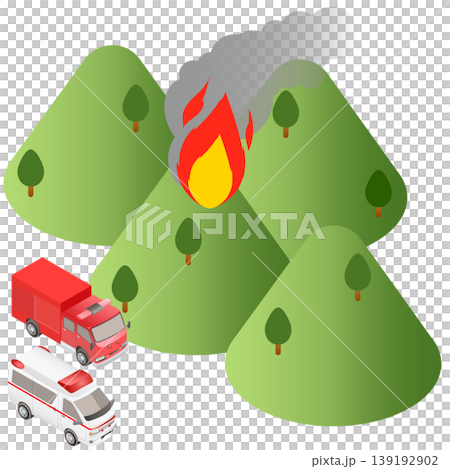 Wildfire and fire trucks Wildfire and fire trucks 139192902