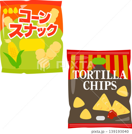 トウモロコシを使ったスナック菓子のパッケージ 139193040