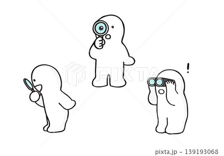 発見している/調べている/探求しているキャラクターのイラスト/虫眼鏡を持っているキャラクターのイラス 発見している/調べている/探求しているキャラクターのイラスト/虫眼鏡を持っているキャラクターのイラス 139193068