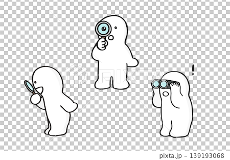 発見している/調べている/探求しているキャラクターのイラスト/虫眼鏡を持っているキャラクターのイラス 発見している/調べている/探求しているキャラクターのイラスト/虫眼鏡を持っているキャラクターのイラス 139193068