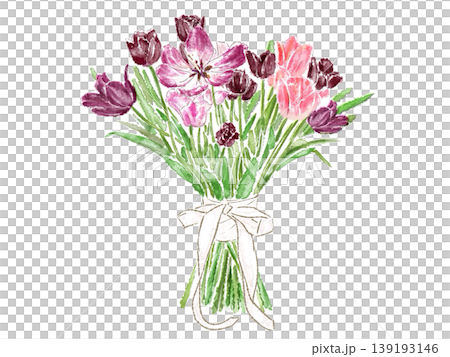 水彩のチューリップの花束 水彩のチューリップの花束 139193146