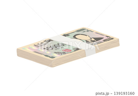 日本札 一万円札のイラスト 新一万円札風の札束のイラスト 日本札 一万円札のイラスト 新一万円札風の札束のイラスト 139193160