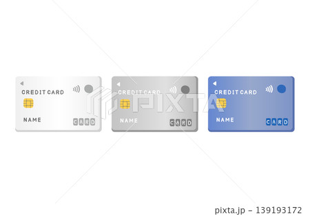 シンプルなクレジットカードのイラストセット WIFI機能付き　ナンバーレスクレジットカードの表裏 139193172