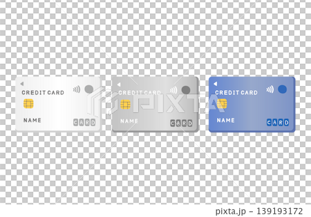 シンプルなクレジットカードのイラストセット WIFI機能付き　ナンバーレスクレジットカードの表裏 139193172