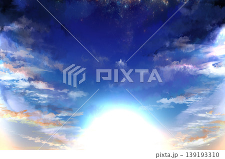 希望の光が差し込む幻想的な空の背景素材 星空と雲のドラマチックなグラデーション バナー・広告用 希望の光が差し込む幻想的な空の背景素材 星空と雲のドラマチックなグラデーション バナー・広告用 139193310