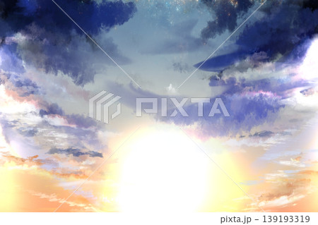 希望の光が差し込む幻想的な空の背景素材 星空と雲のドラマチックなグラデーション バナー・広告用 139193319