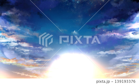 幻想的な星空と夕焼けの空の背景素材 光が広がるドラマチックな雲とグラデーション空 コピースペース 幻想的な星空と夕焼けの空の背景素材 光が広がるドラマチックな雲とグラデーション空 コピースペース 139193376