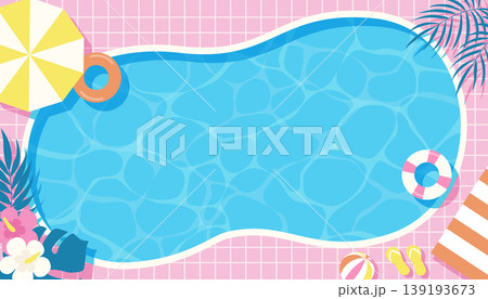 夏のセールとプール水面のバナーデザイン ベクター背景テンプレート 139193673