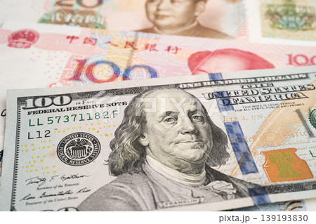China yuan and dollar banknote money, investment economy business and banking. 139193830