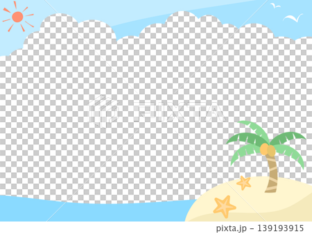 夏 フレーム 海 砂浜 ヤシの木 南国リゾート シンプル背景イラスト 夏 フレーム 海 砂浜 ヤシの木 南国リゾート シンプル背景イラスト 139193915