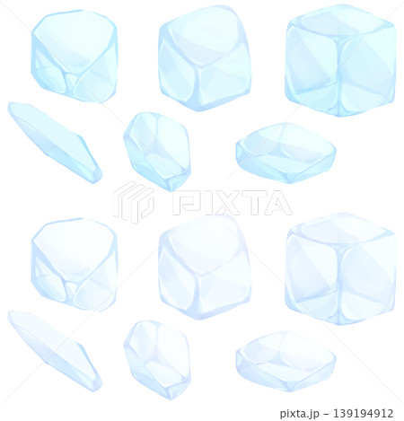 手描きの氷イラストセット 手描きの氷イラストセット 139194912