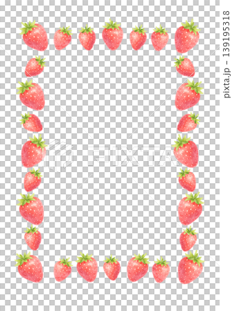 [Vertical, Transparent Background] Watercolor Strawberry Single Row Frame Material (Cute and Stylish, Invitation, Spring) 139195318