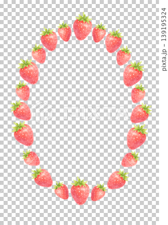 [Vertical, Transparent Background] Watercolor Strawberry Oval Frame Material (for Portraits and Labels) 139195324