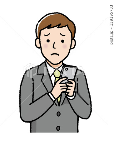 ビジネスマン スマートフォン 困った 悩む トラブル ビジネス人物イラスト ビジネスマン スマートフォン 困った 悩む トラブル ビジネス人物イラスト 139195733