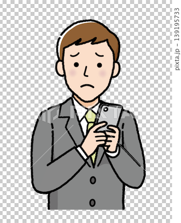 ビジネスマン スマートフォン 困った 悩む トラブル ビジネス人物イラスト ビジネスマン スマートフォン 困った 悩む トラブル ビジネス人物イラスト 139195733